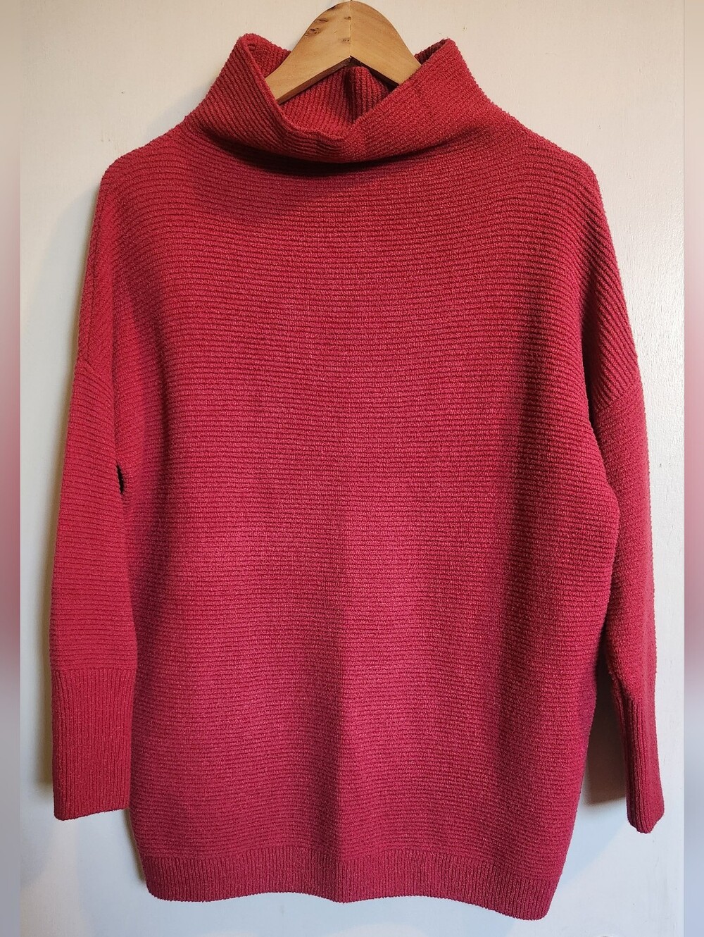 Raspberry Pink Turtleneck Cowlneck Women’s Sweater